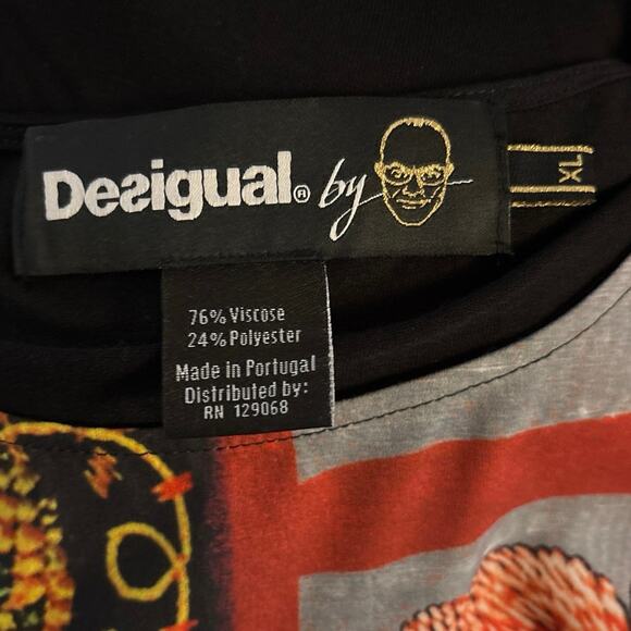 Desigual By Christian Lacroix Size XL Long Sleeved Top Tunic Artsy Art To Wear - Picture 3 of 4